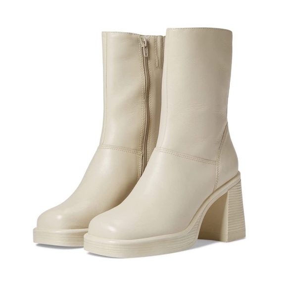 Steve Madden Shoes - Steve Madden Fantsie White Leather Platform Heeled Mid-Calf Boots, size 10 (new)